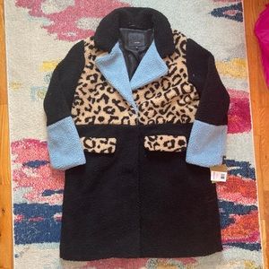 NWT Steve Madden Sherpa Leopard Peacoat